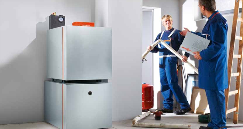 Installationsvorschlag: Gas-Adsorptionswärmepumpe Vitosorp 200-F (Abbildung: Viessmann-Werke)